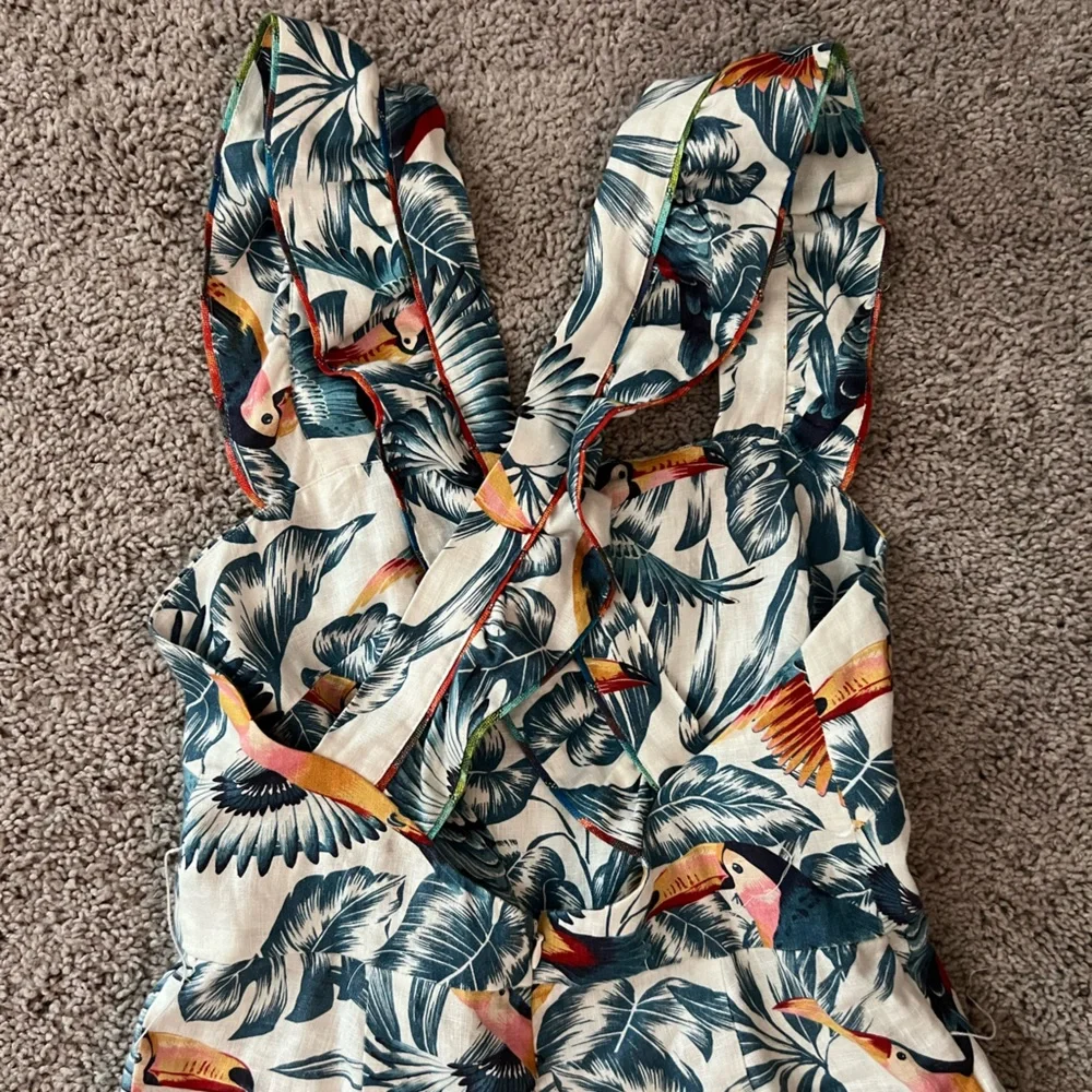 NWT FARM Rio Tropical Toucan Print Jumpsuit Medium 8 - Picture 7 of 10